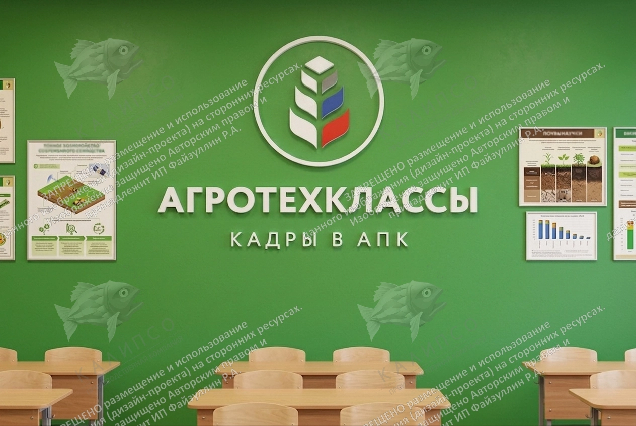 Псевдообъемные буквы с логотипом "Агротехкласс" арт. ШК-4686