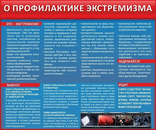 Стенд "О профилактике экстремизма" арт. ШК-02119
