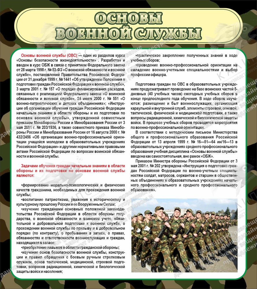 Стенд "Основы военной службы" арт. ШК-1661