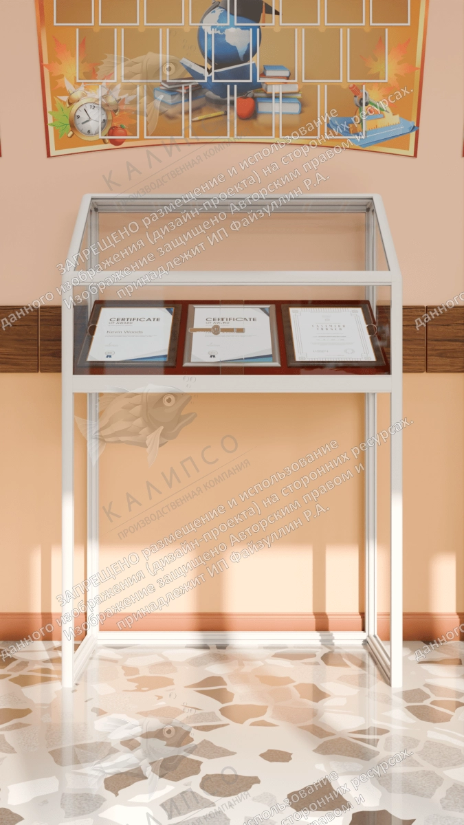 Витрина музейная наклонная, с защитной бронирующей пленкой, арт. ШК-4514Б