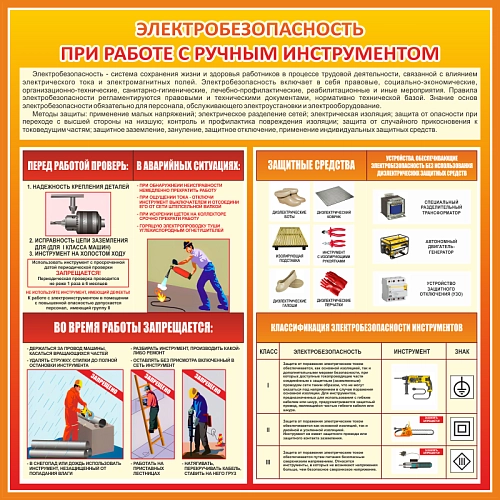 Стенд "Электробезопасность при работе с ручным инструментом" арт. ПО-0103