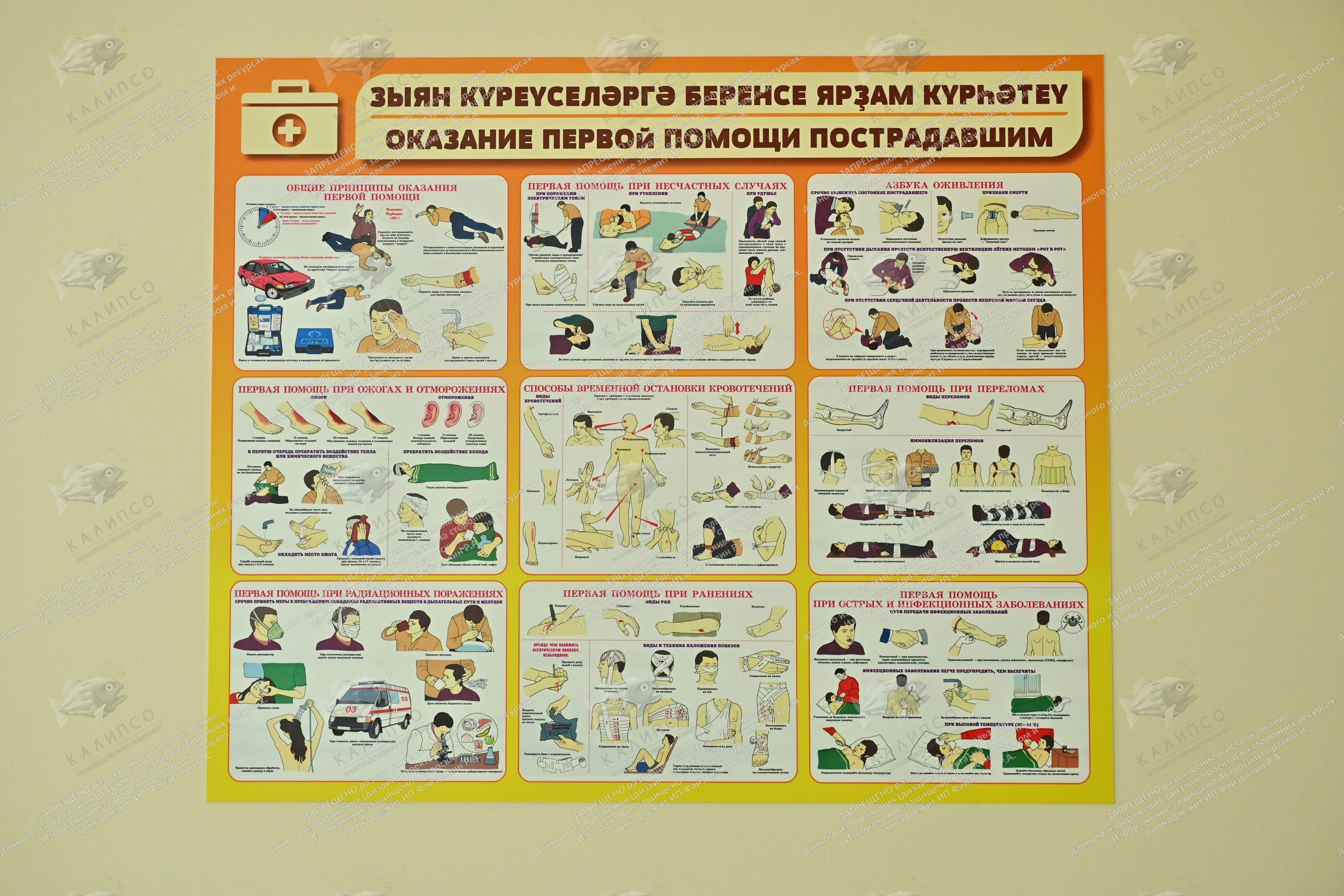 Стенд "Оказание первой помощи пострадавшим" 1.5x1.3 арт. ПО-0086