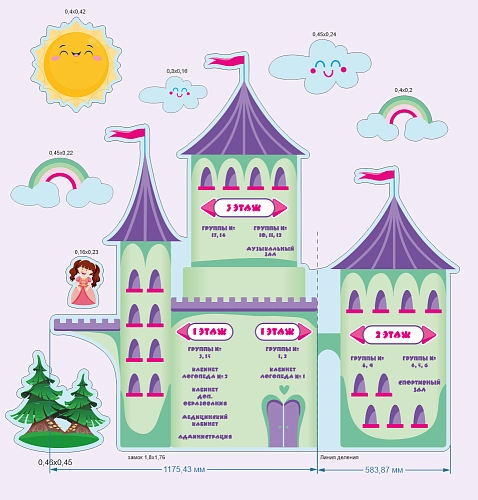 Комплект резных стендов "Навигация "Замок". Дизайн по вашим материалам арт. ДДС-08222