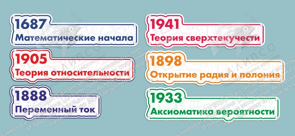 Комплект резных стендов из оргстекла "Великие ученые", арт. ШК-4676