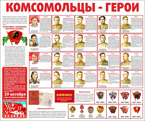 Стенд тематический "Комсомольцы-герои" арт. М-0139