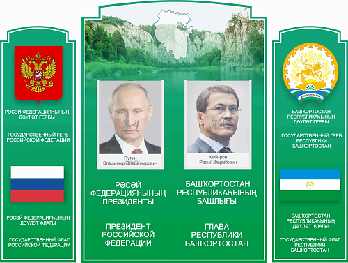 Cтенд резной "Символика Российской Федерации и РБ" из 3-х частей арт. ШК-3904