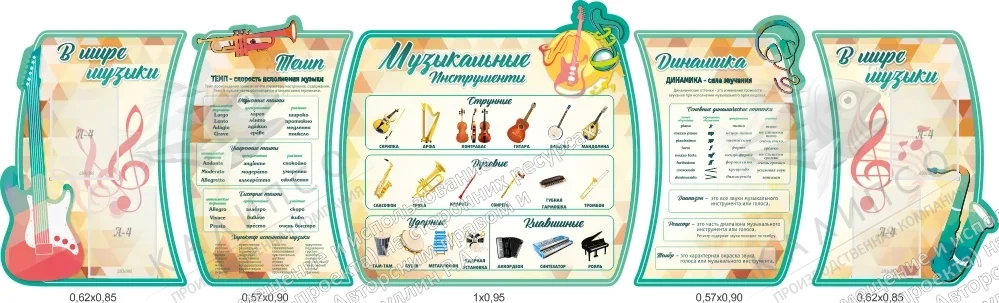 Комплект стендов в кабинет музыки арт. ШК-3854