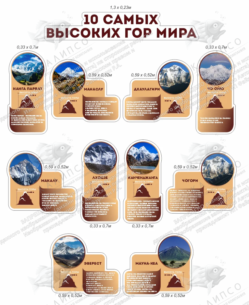 Комплект стендов "10 самых высоких гор мира" арт. ШК-3954