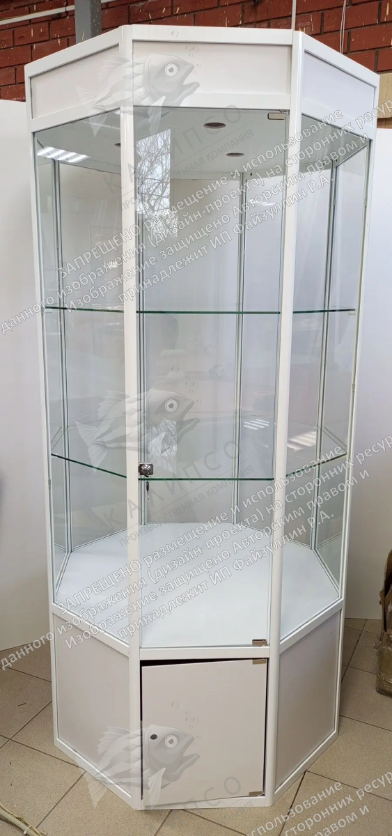 Восьмигранная шкаф-витрина с подсветкой арт. ШК-4680