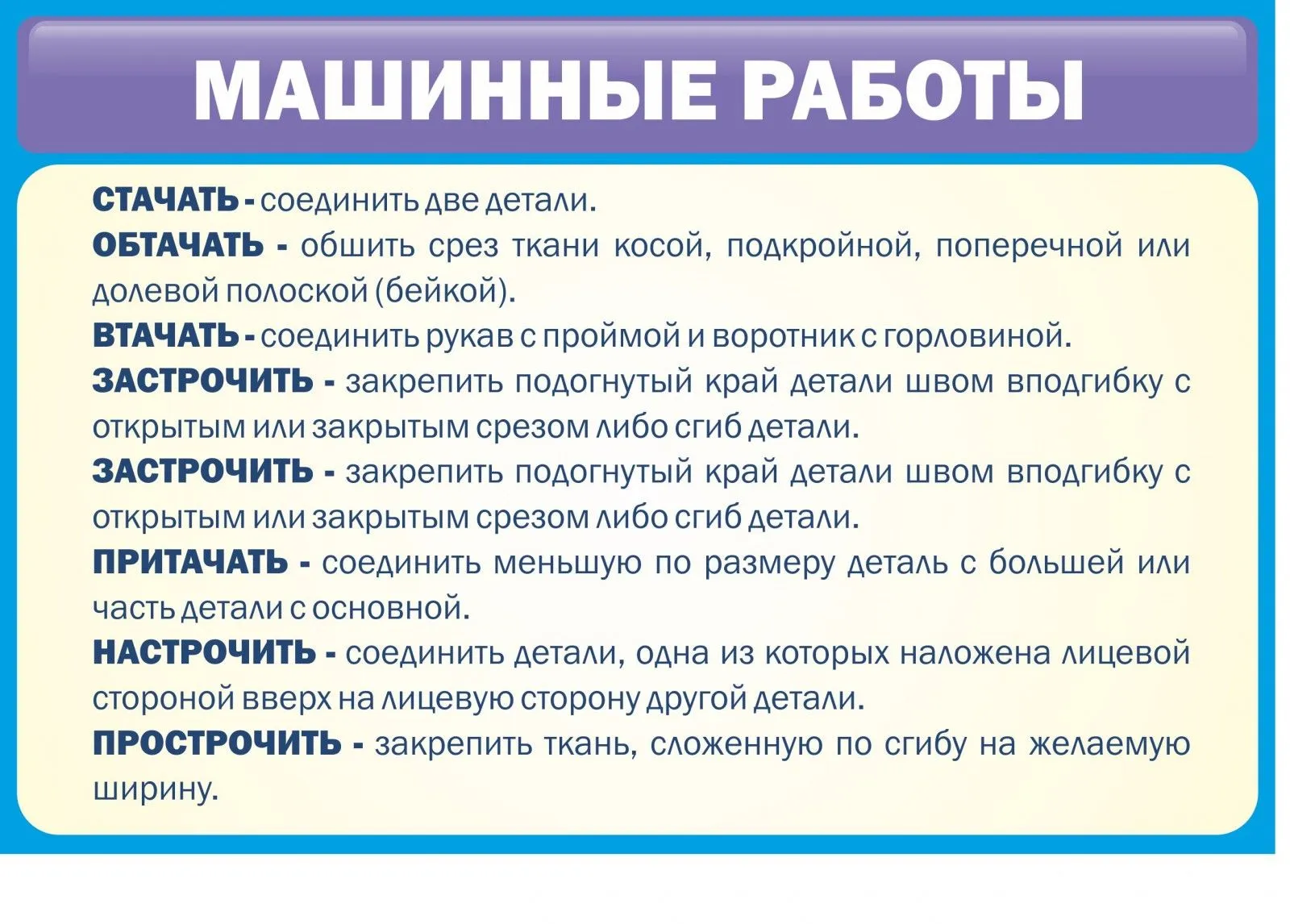 Терминология швейных операций. Терминология машинных работ. Терминология ручных швейных работ. Машинные работы. Технология машинных работ.